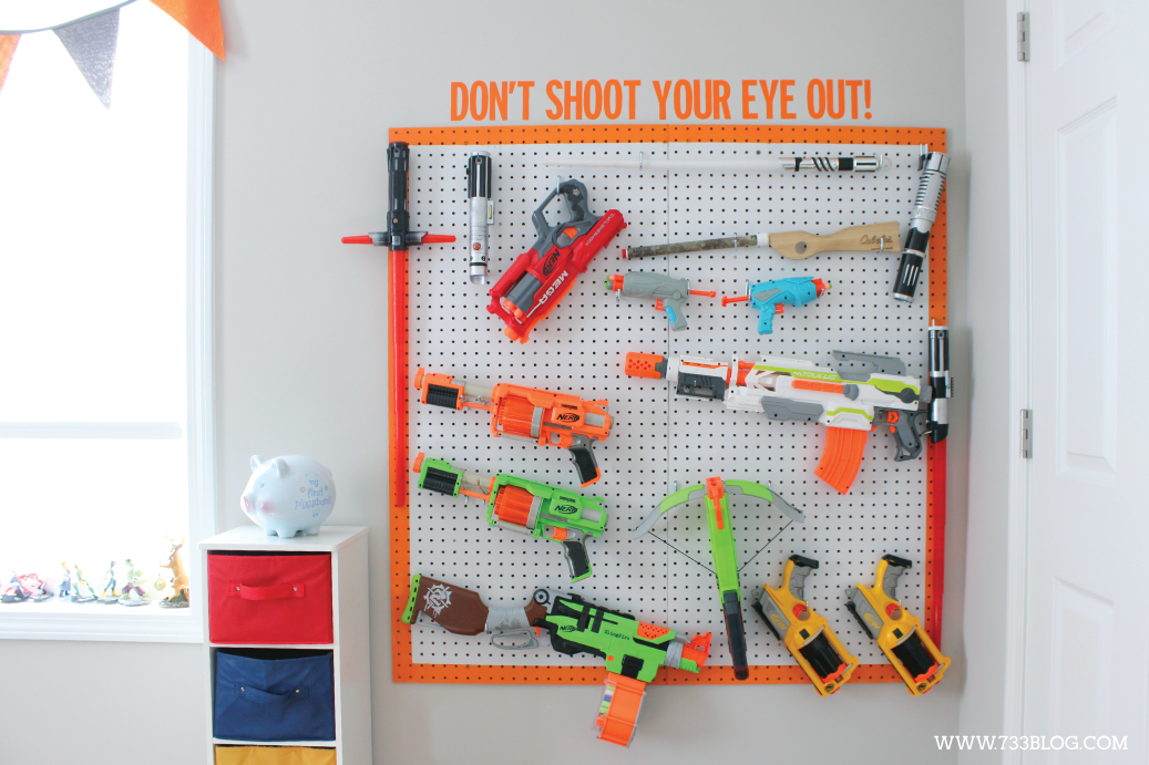 DIY Nerf Gun Wall Toy Storage
