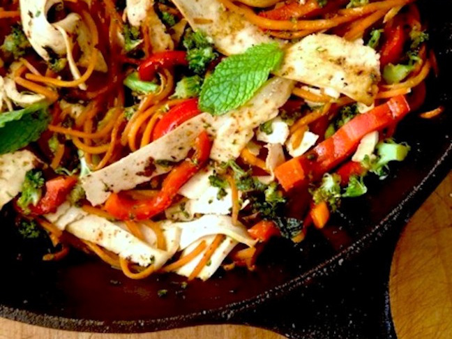 Vegetable Mint Stir Fry Recipe with Tofu “Noodles”