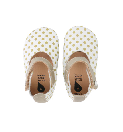 Bobux White and Gold Mary Janes