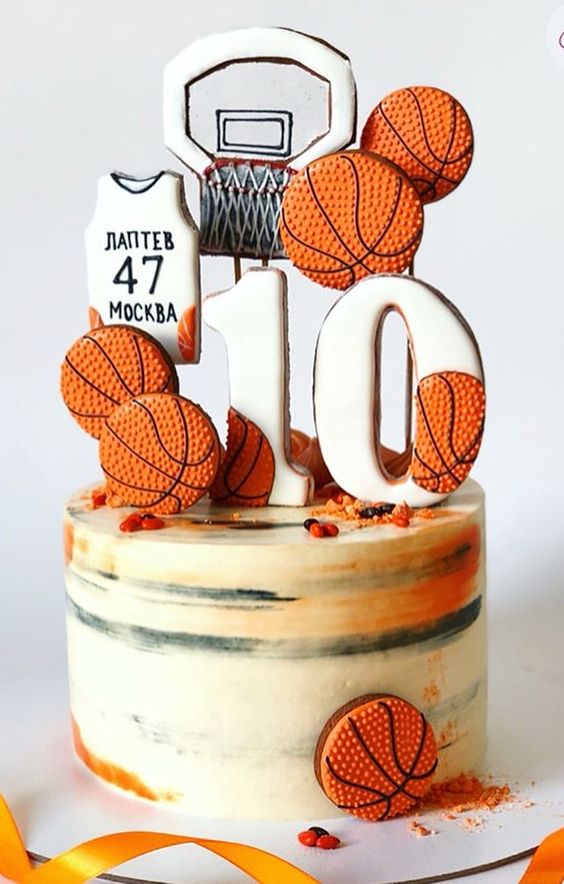 Cookie-Covered Basketball Birthday Cake