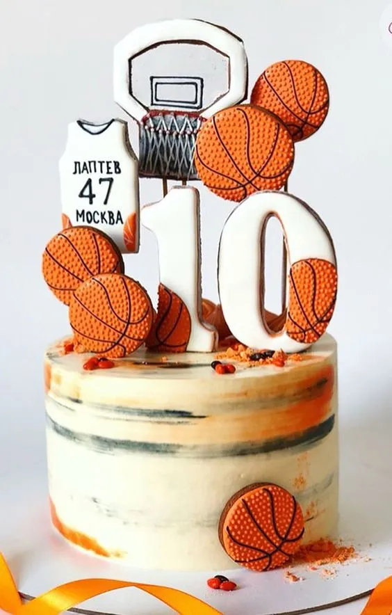 Cookie-Covered Basketball Birthday Cake