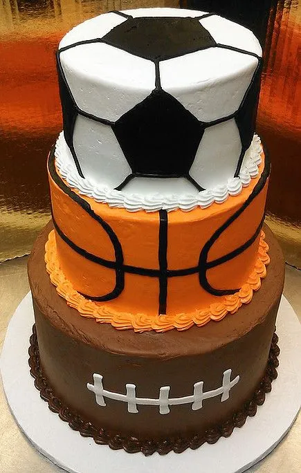 Triple Threat Sports Birthday Cake
