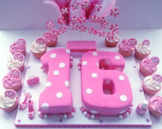 Numeral Sweet 16 Birthday Cake