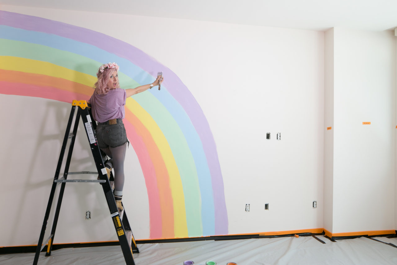 DIY Rainbow Wall Mural