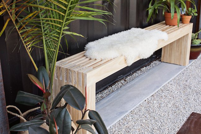 DIY Mid-Century Modern Slatted Bench