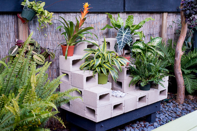 DIY Cinderblock Plant Sculpture