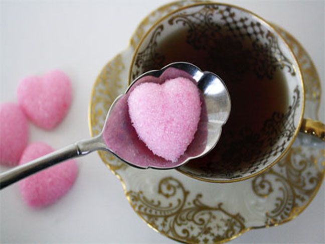 Homemade heart sugar cubes