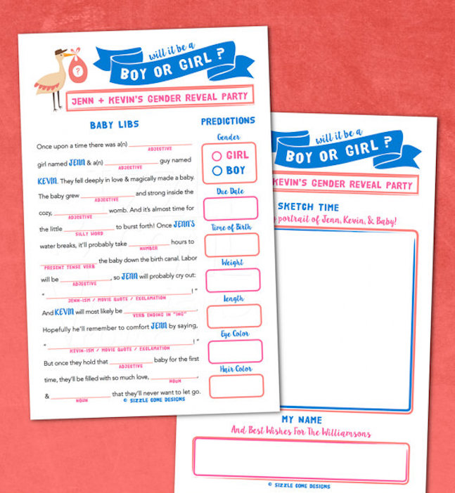 Baby Mad Libs Gender Reveal Game