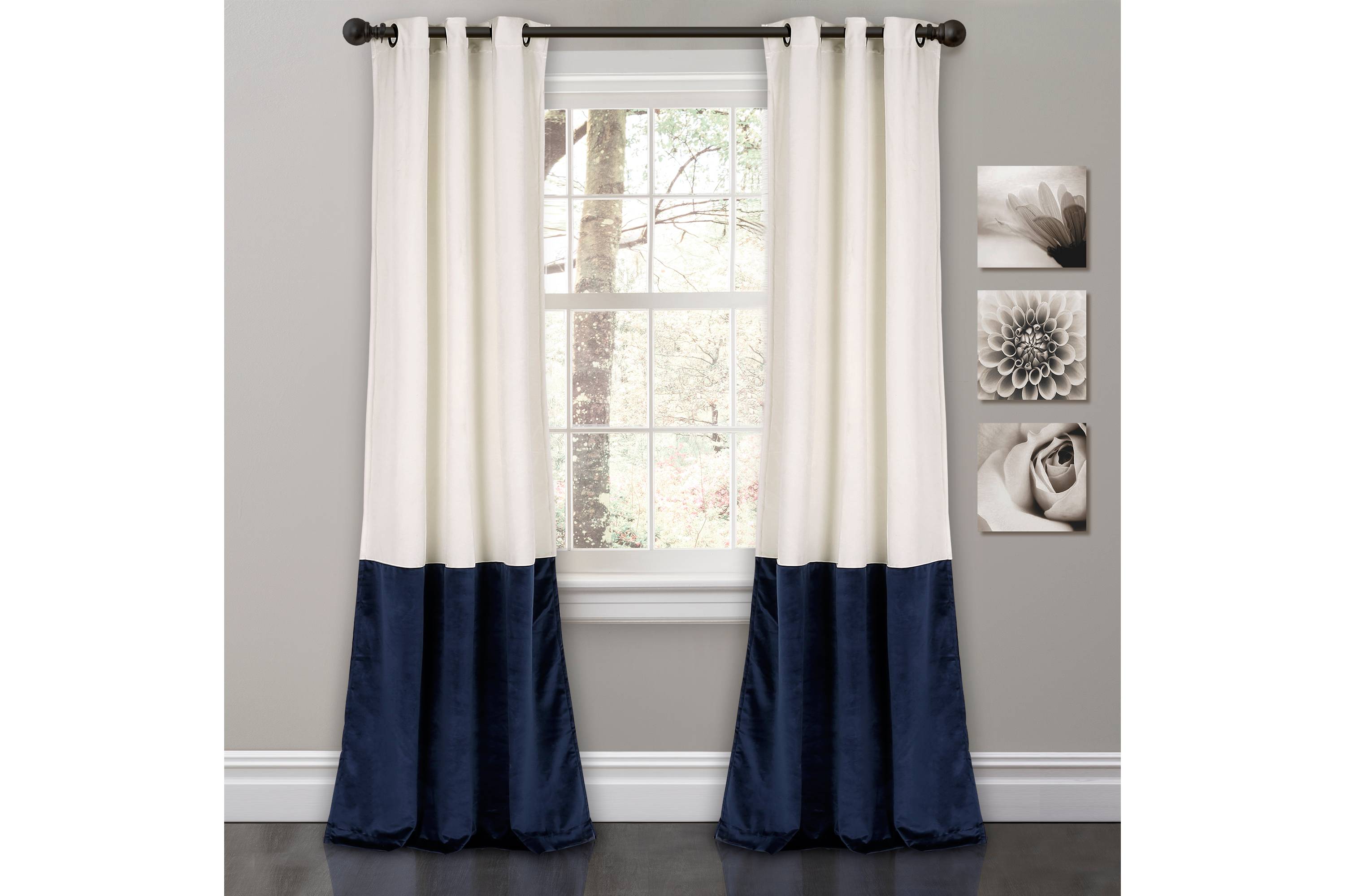 Velvet Color Block Curtains