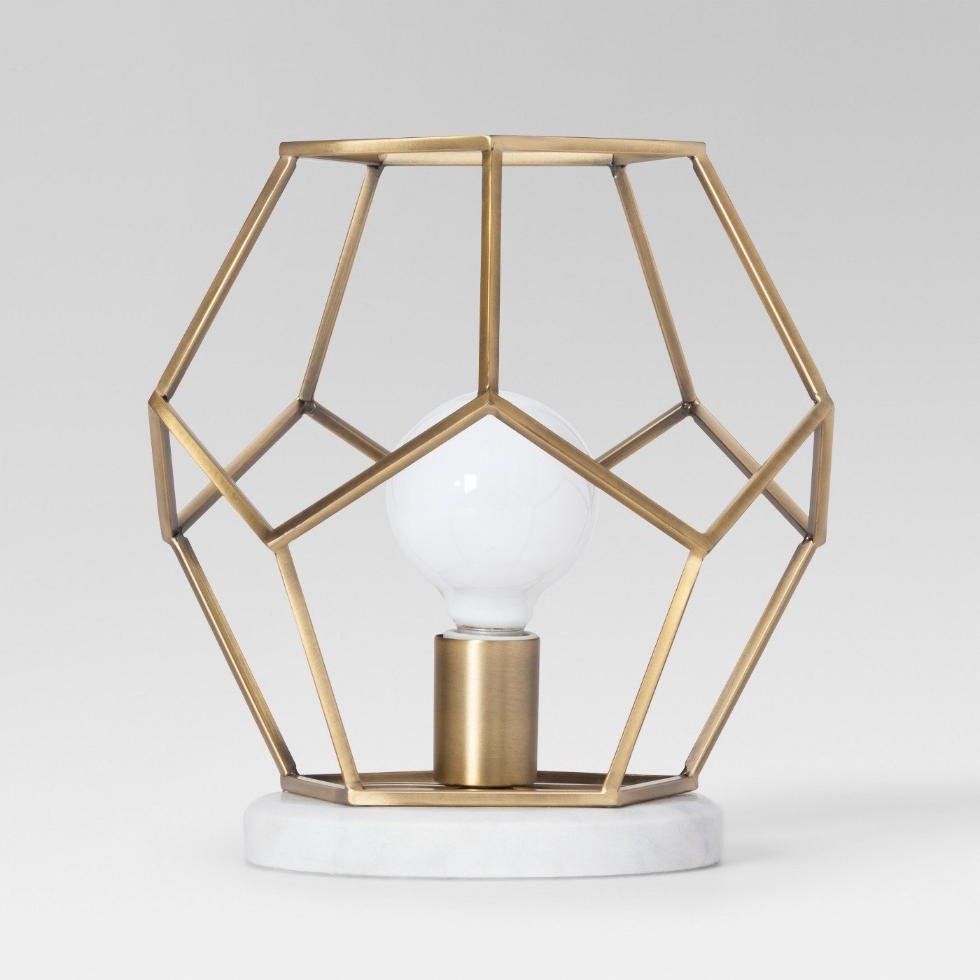 Geometric Marble & Brass Lamp