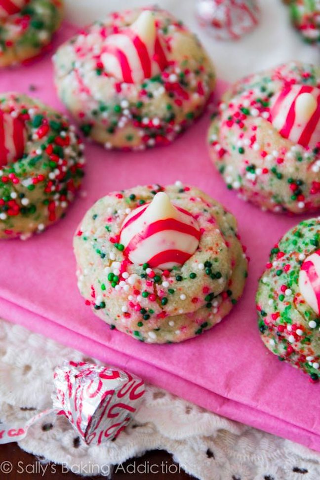 Candy Cane Kiss Cookies