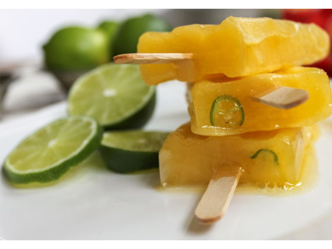 Mango and Tequila Popsicles With Serrano Peppers