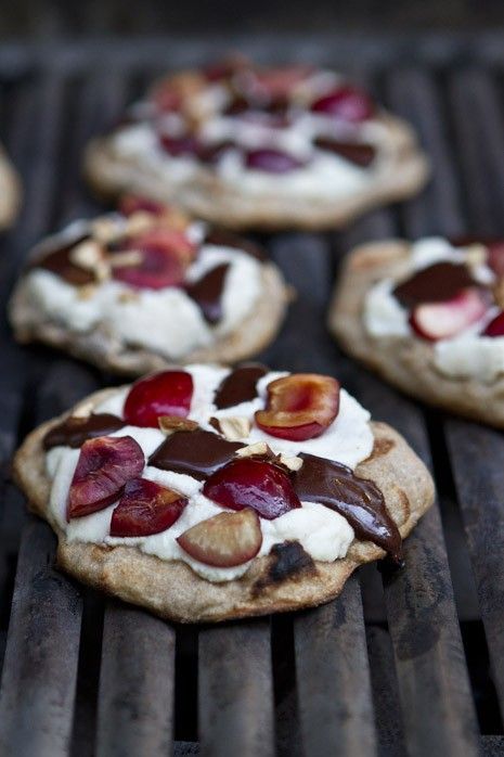 Chocolate Cherry Grilled Ricotta Pizzas