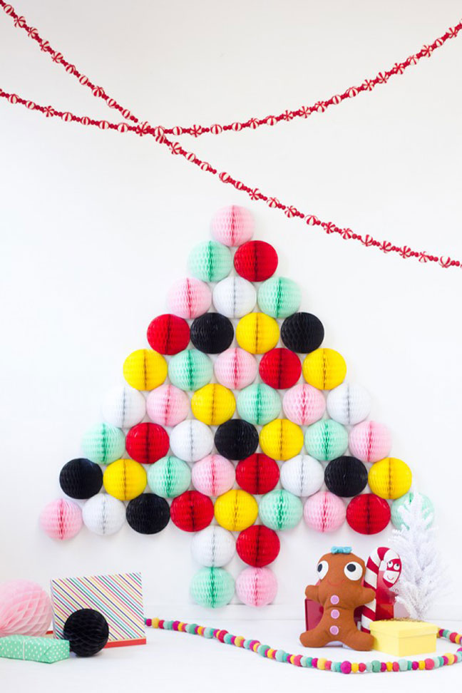 DIY Honeycomb Christmas Tree Wall Art