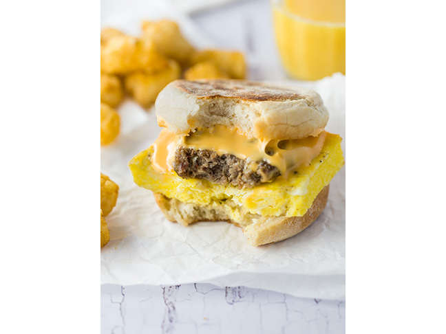 Sausage and Bacon Breakfast Sandwiches    