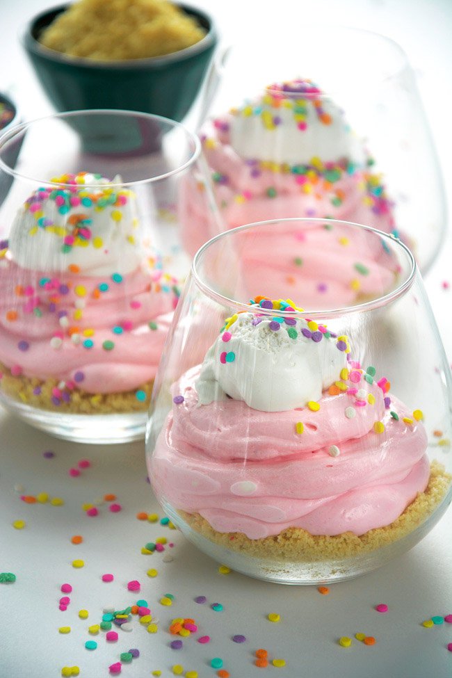No-Bake Cake Batter Cheesecake with Sugar Cookie Crust