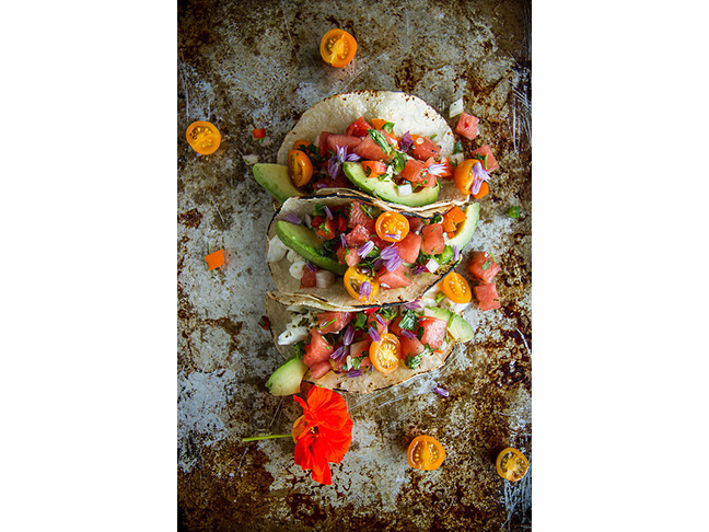 Grilled Halibut Tacos with Watermelon Salsa