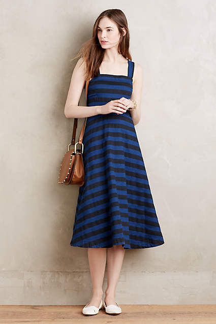 Striped Denim Midi Dress