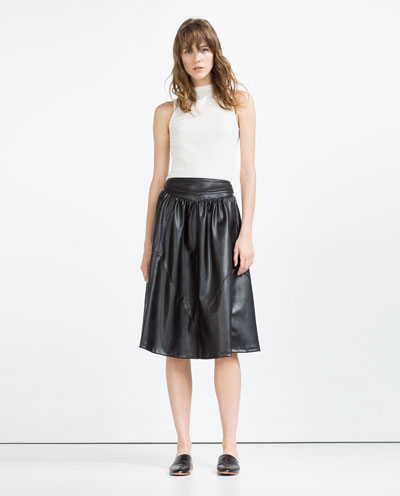 Leather Look Flounce Skirt