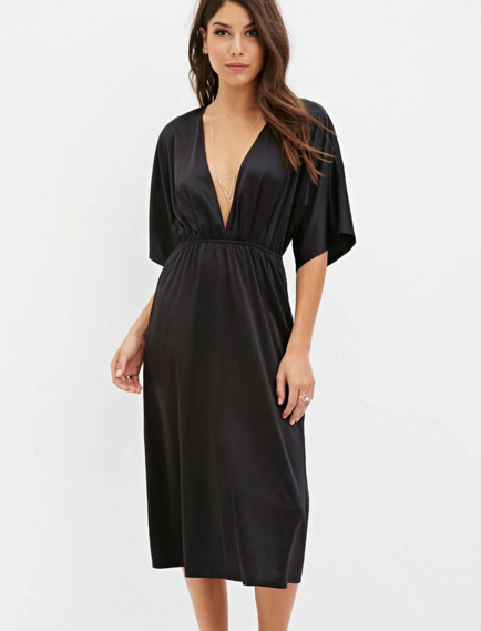 V-Neck Midi Dress