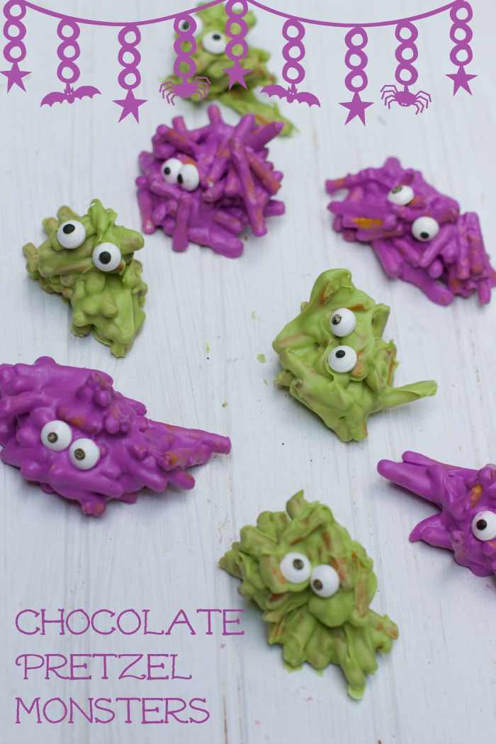 Chocolate-Covered Pretzel Monsters