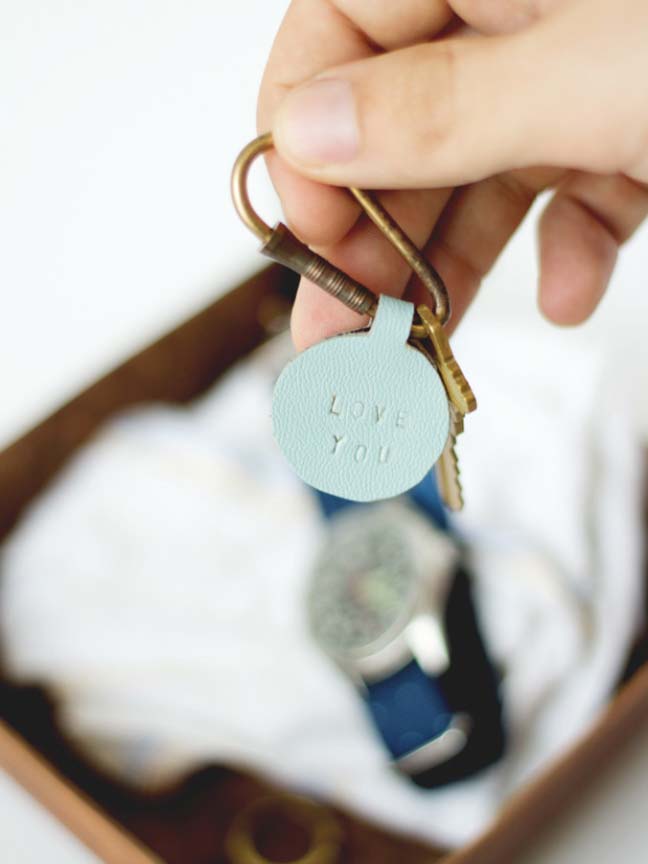 Leather Stamped Keychain Gift Idea