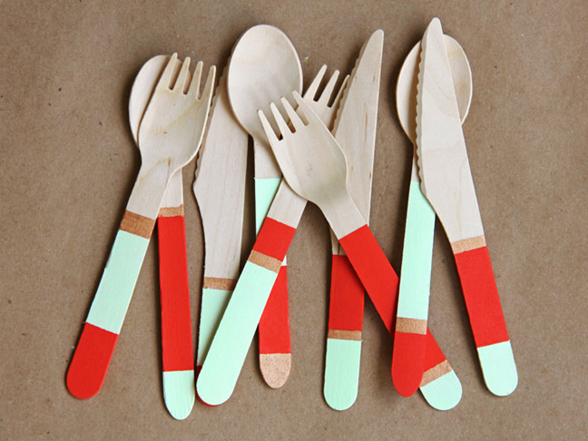 DIY Color Block Wooden Cutlery