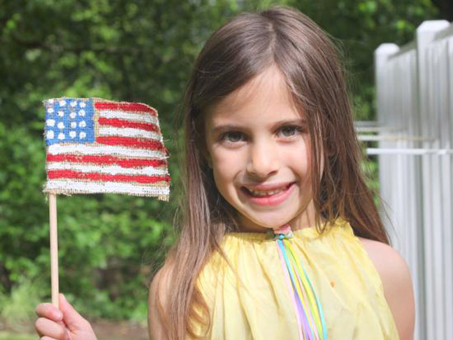 Burlap American Flags