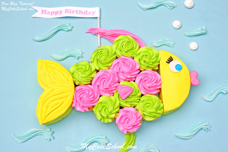 Group cupcakes together for an adorable fish birthday cake. 