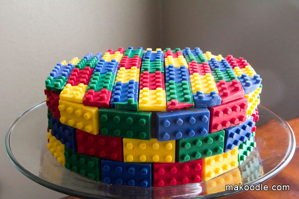 Use candy molds for the ultimate Lego cake.