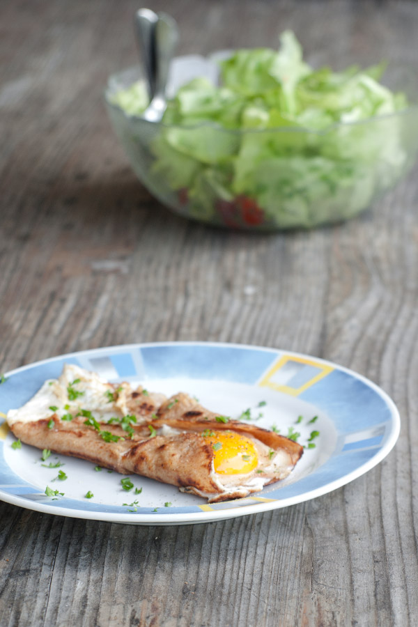 Savoury Crepes with ham and egg