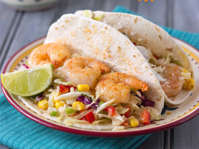 Shrimp Tacos with Spicy Coleslaw