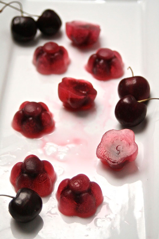 Flower-Shaped Cherry Limeade Ice Cubes