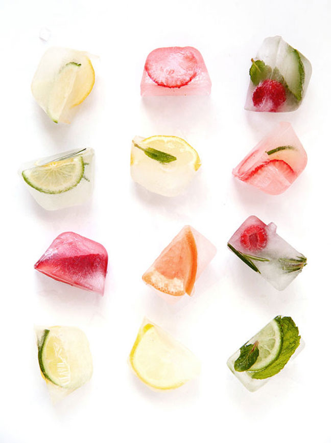 Whole Fruit and Herb Infused Ice Cubes