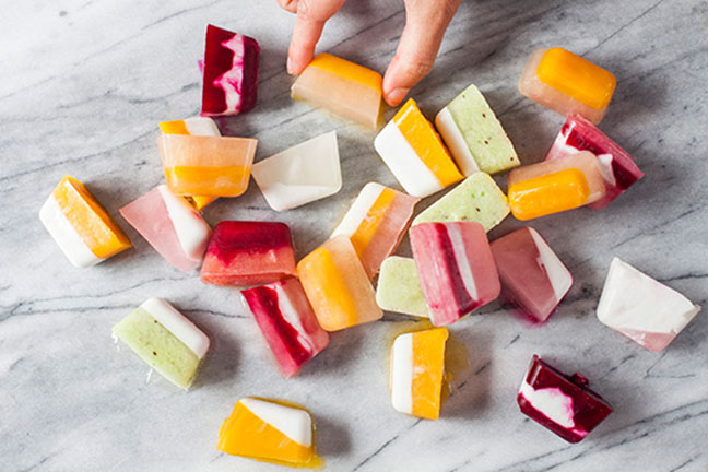 Fruity Summer Striped Ice Cubes