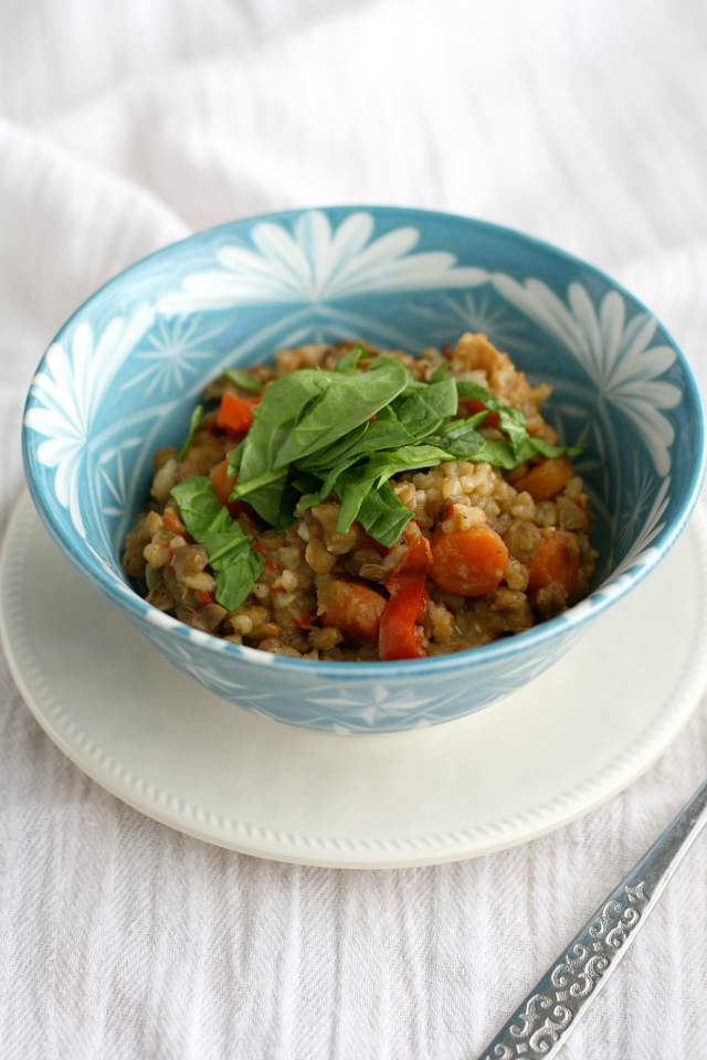 Spiced lentils and brown rice