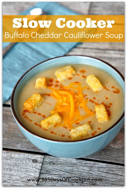 Slow Cooker Buffalo Cheddar Cauliflower Soup