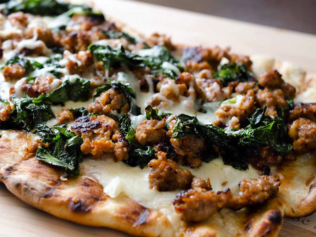 Grilled Kale and Sausage Pizza
