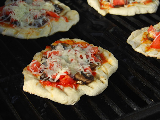 Tomato and Mushroom Grilled Flatbread Pizza