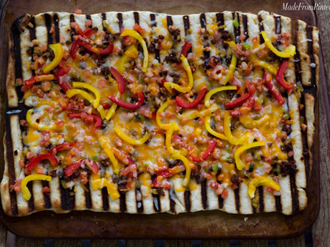 Grilled Flatbread Pizza with Chorizo and Peppers