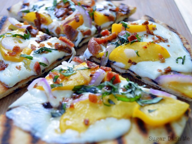 Grilled Peach and Bacon Pizza