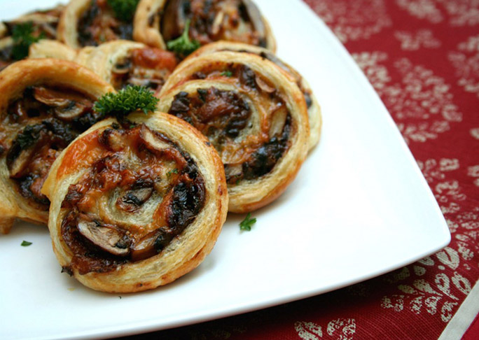 French Onion and Portobello Mushroom Pinwheels
