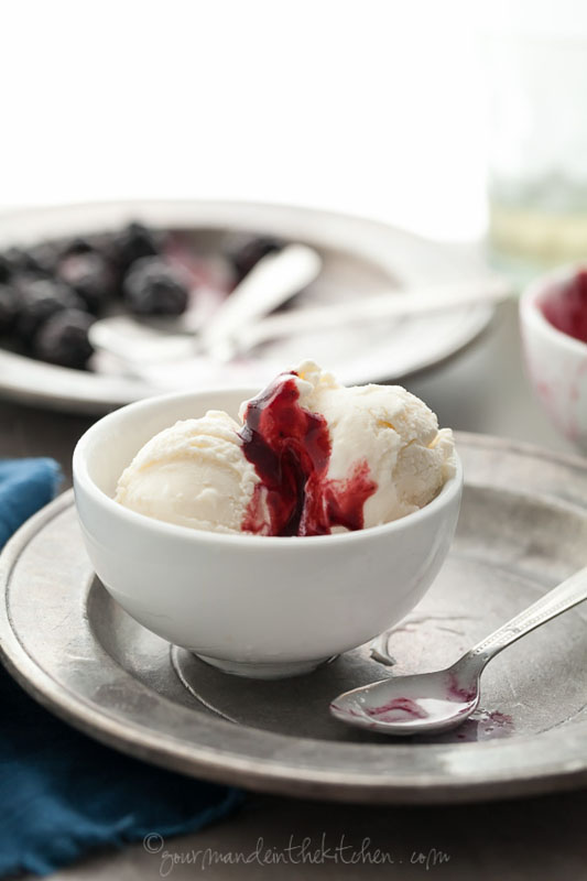 Frozen Lemon Kefir Ice Cream w/ Blackberry Coulis