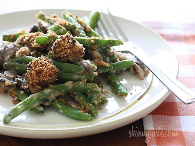 Lightened Up Green Bean Casserole with Shallot Crumb Topping