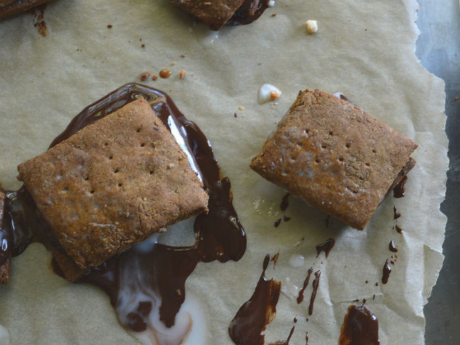 Vegan S'mores on Homemade Graham Crackers