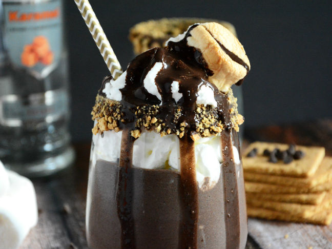 Tipsy Caramel S'mores Milkshake