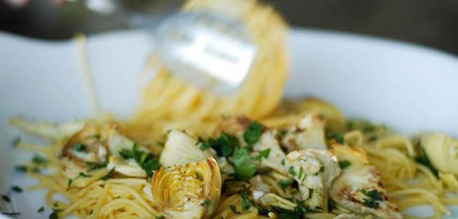 Pasta with Browned Artichokes and Lemon