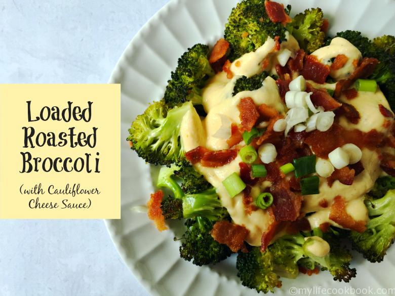 Roasted Broccoli with Cauliflower Cheese Sauce