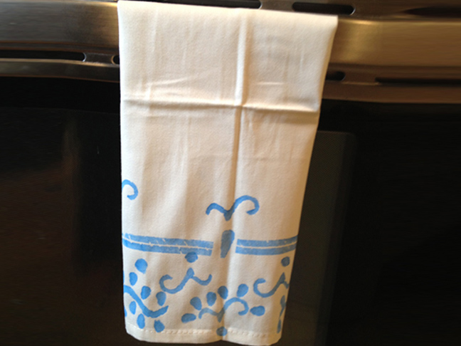 Potato Stamped Tea Towel