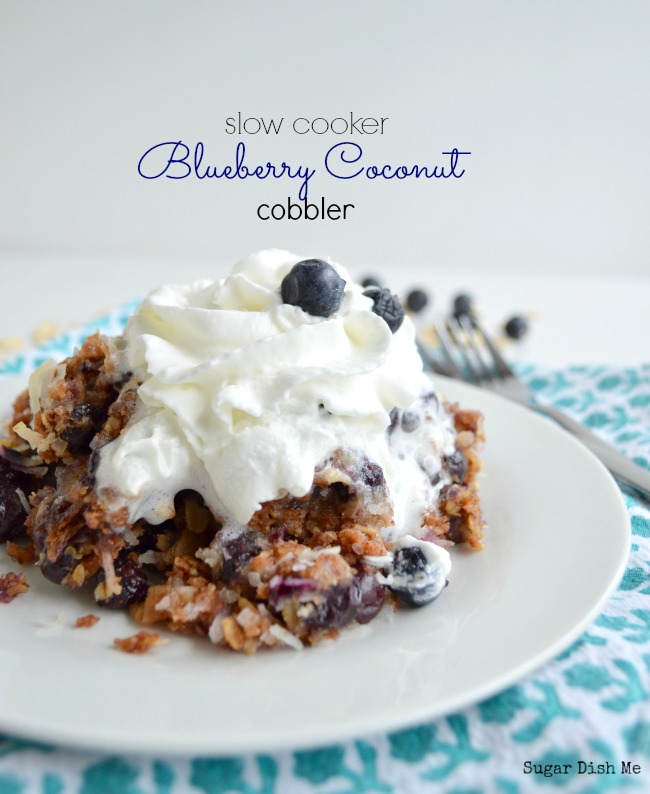 Slow Cooker Blueberry Coconut Cobbler